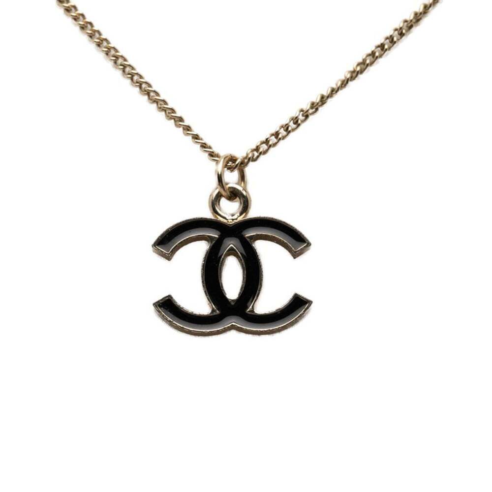 CHANEL Black Logo Necklace